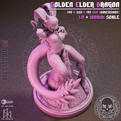 Golden Elder Dragon Lady Miniature - by Jigglystix