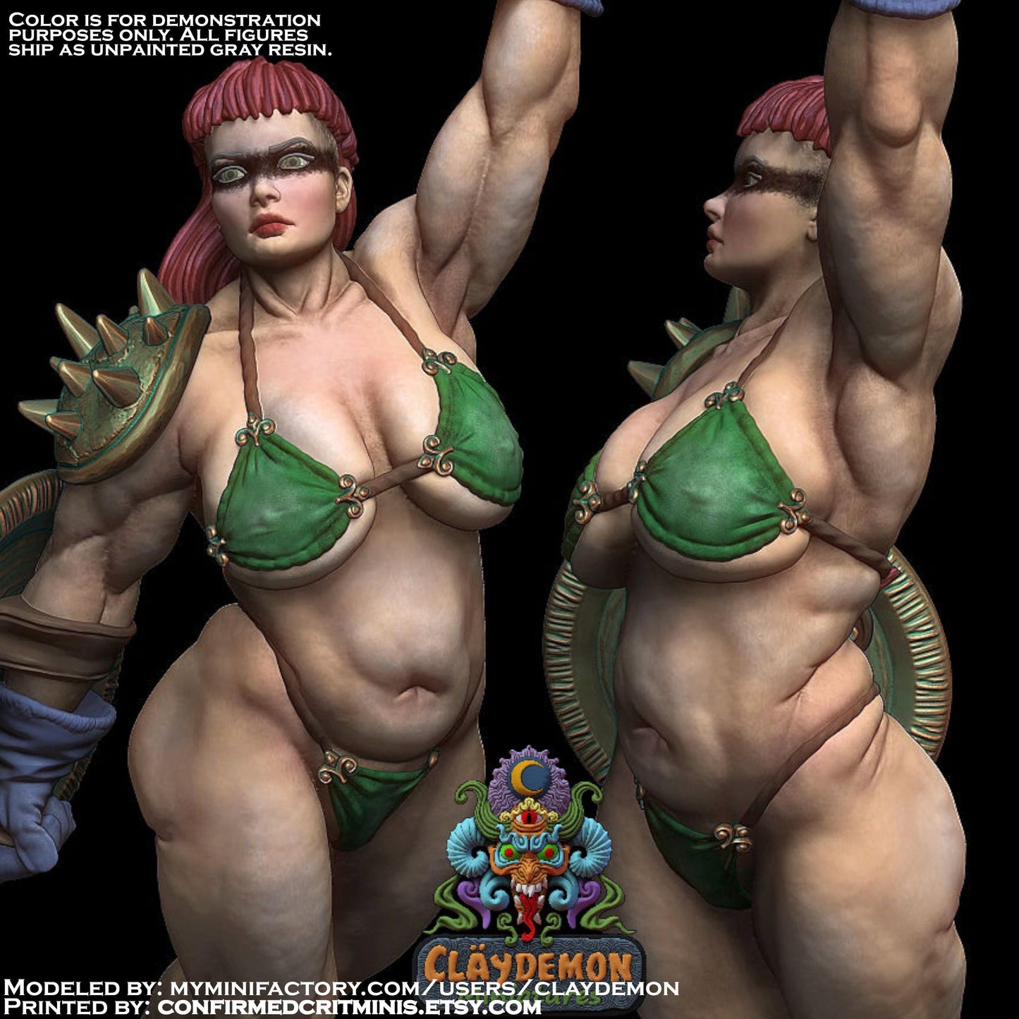 Cerise the Fantasy Champion Woman Miniature - by Claydemon Miniatures