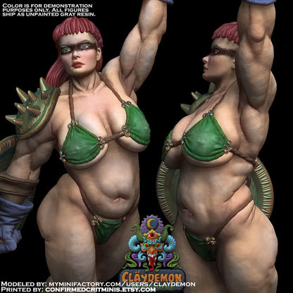 Cerise the Fantasy Champion Woman Miniature - by Claydemon Miniatures