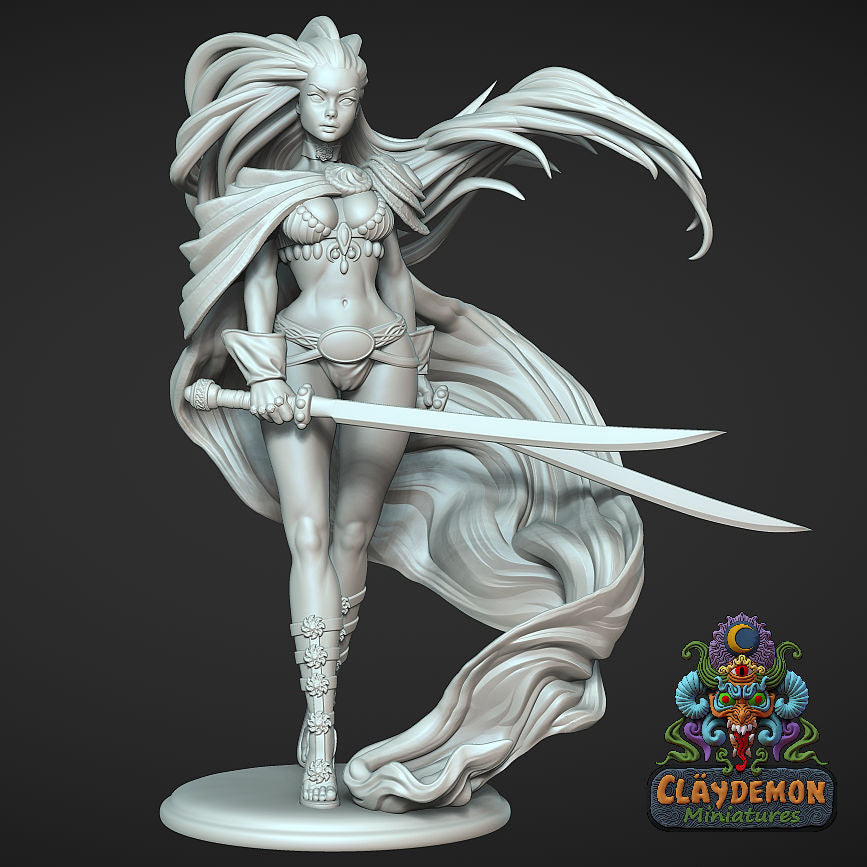 Dreaded Deanna Warrior Woman Miniature - by Claydemon Miniatures