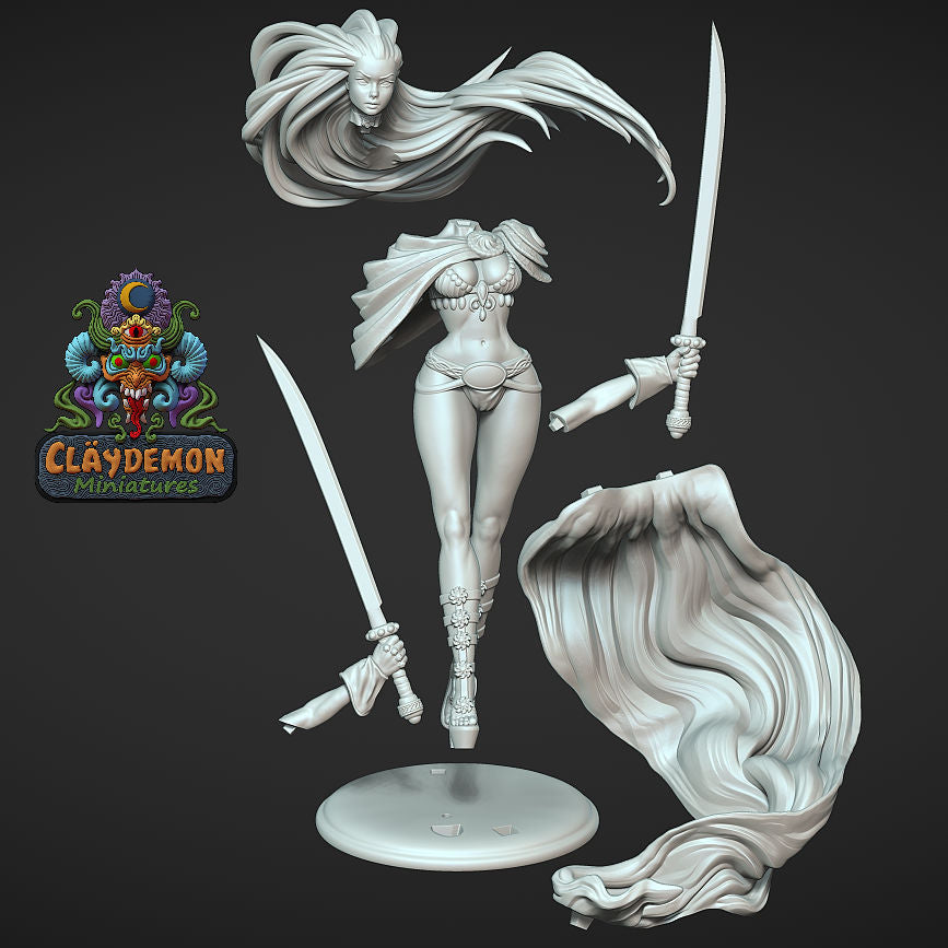 Dreaded Deanna Warrior Woman Miniature - by Claydemon Miniatures
