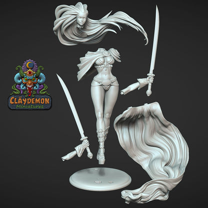 Dreaded Deanna Warrior Woman Miniature - by Claydemon Miniatures