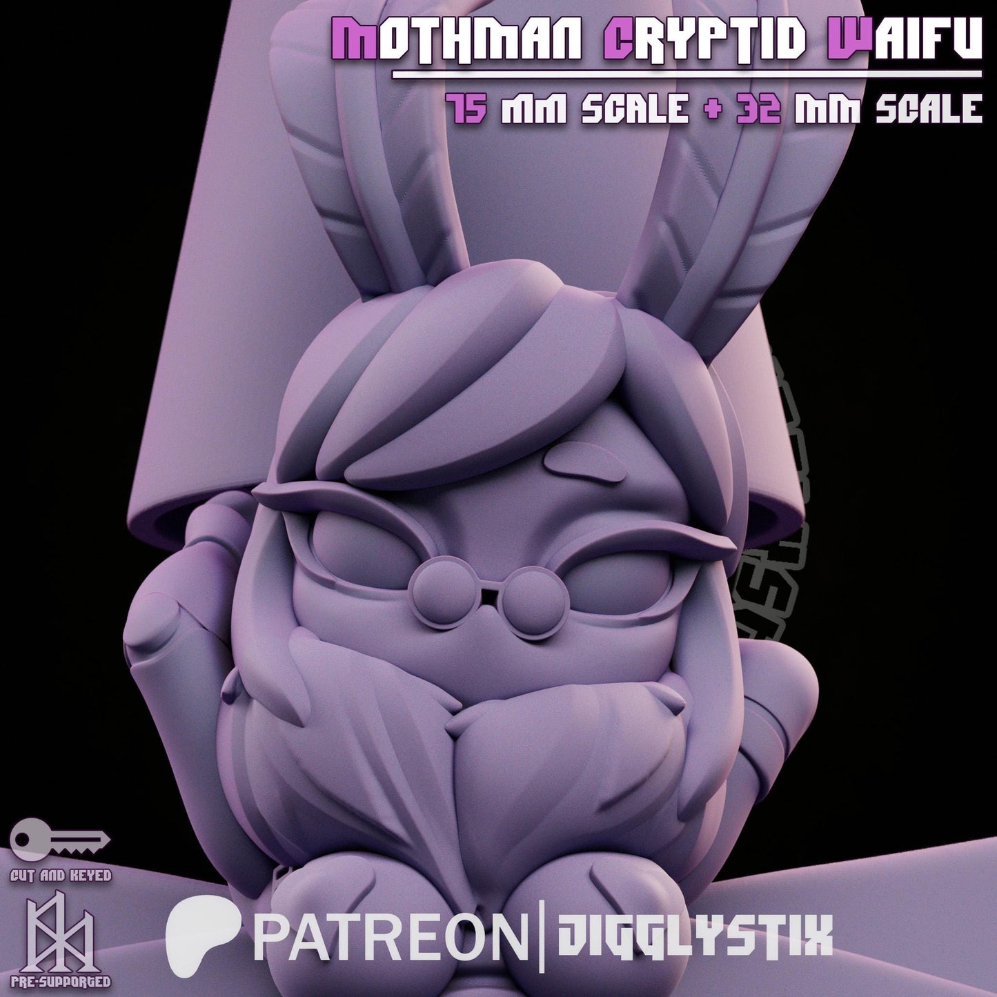 Mothman Cryptid Waifu Miniature - by Jigglystix