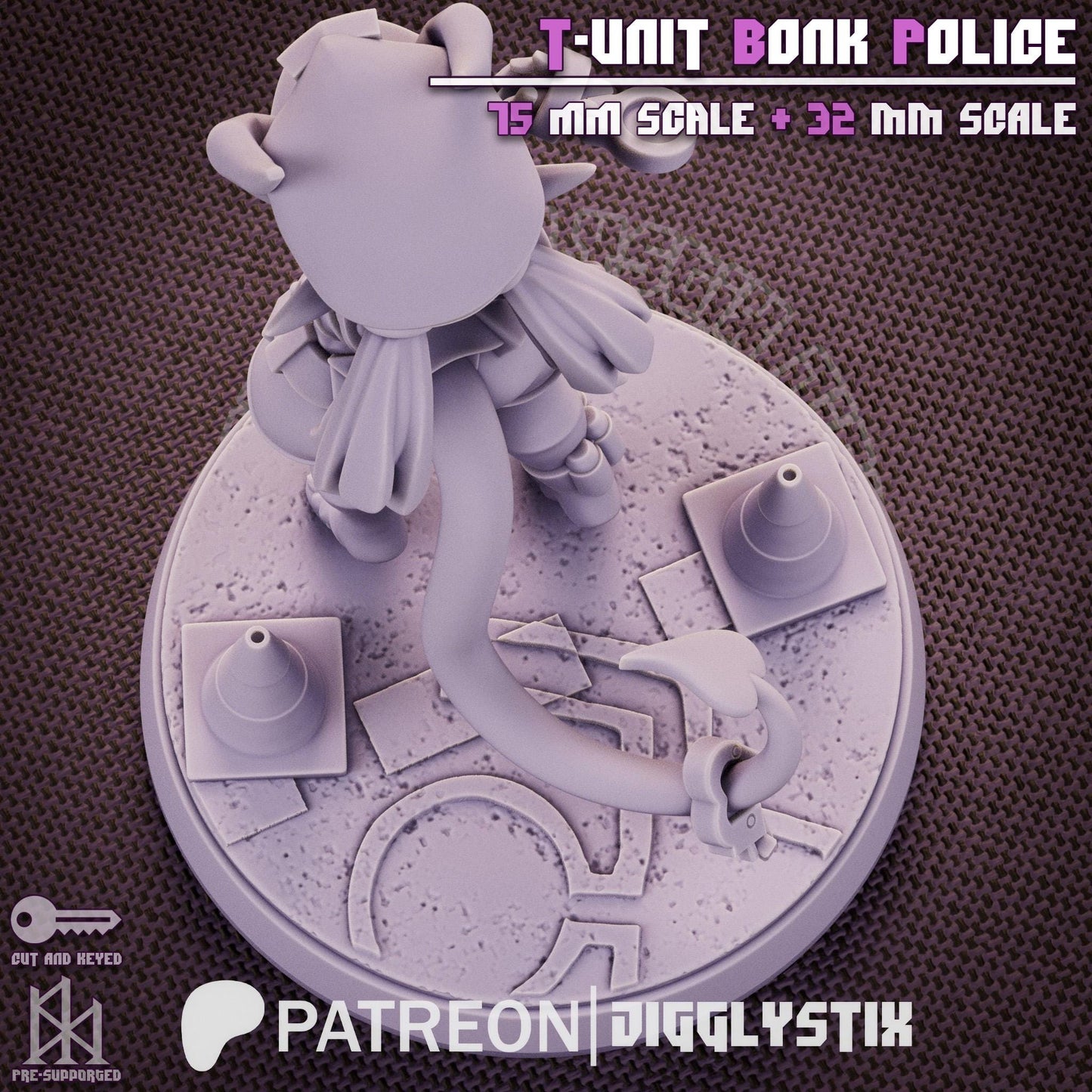 Tiefling Cop T-Unit Bonk Police Miniature - by Jigglystix
