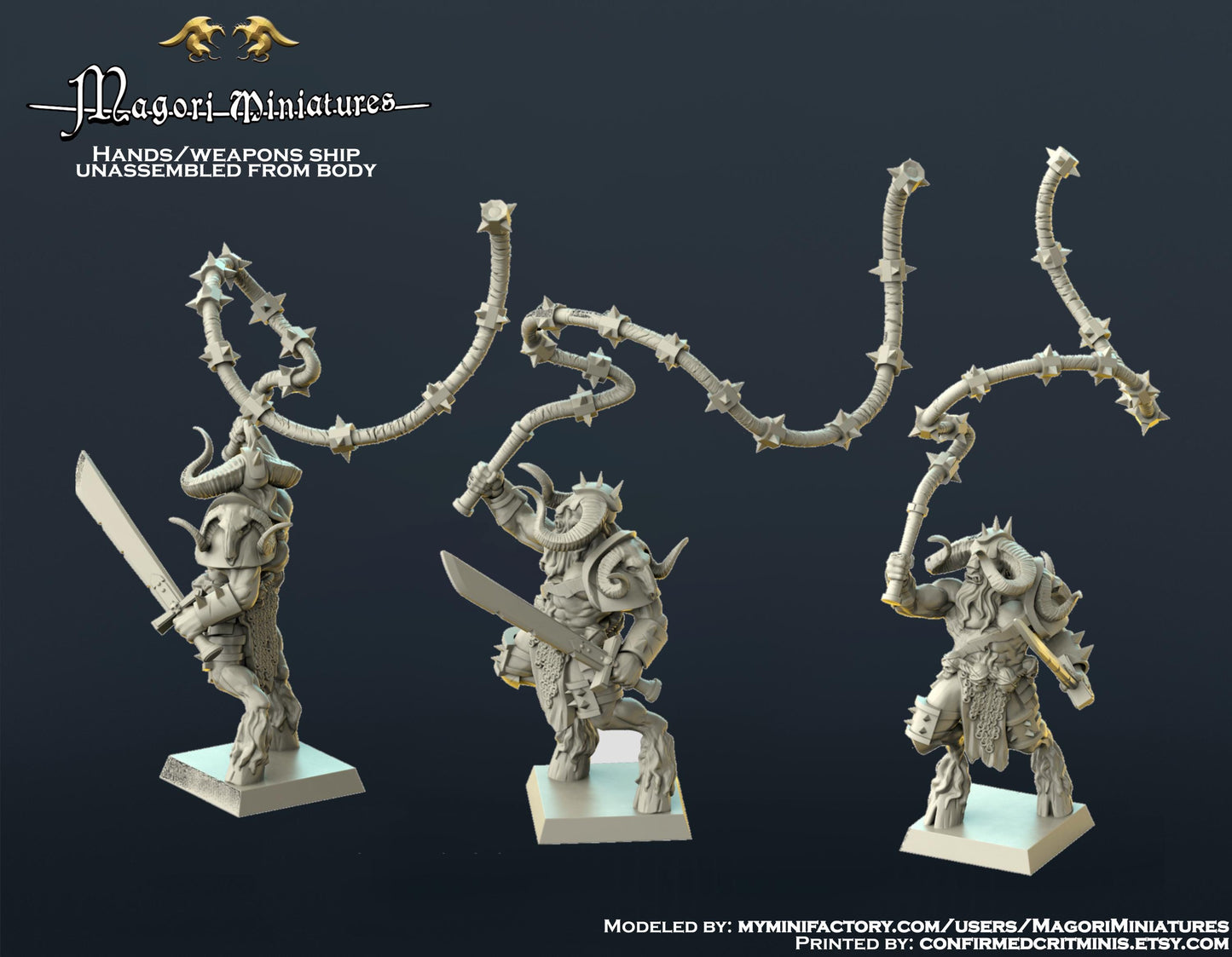 Goatman Chieftain Miniature - by Magori Miniatures