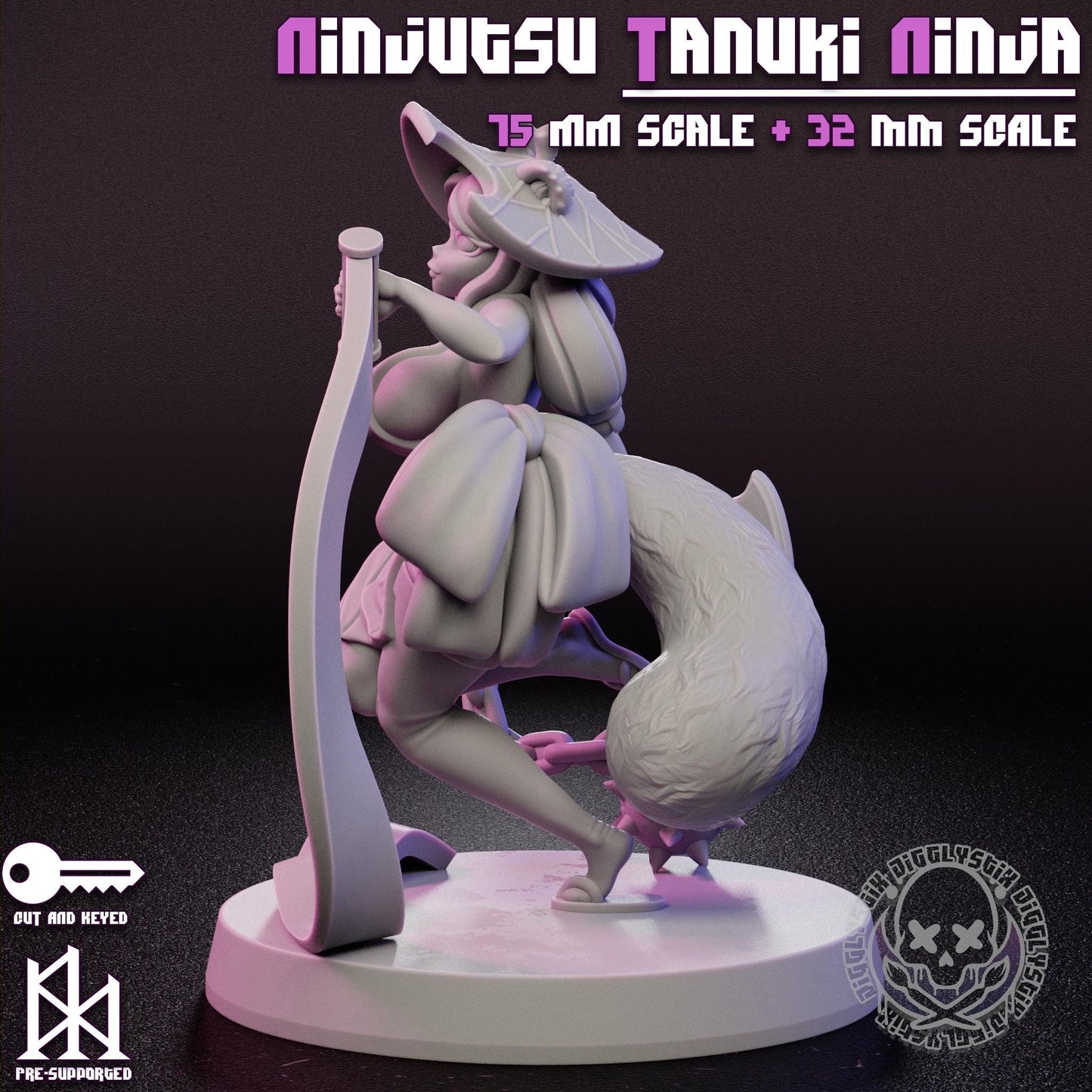 Ninjutsu Tanuki Ninja Miniature - by Jigglystix