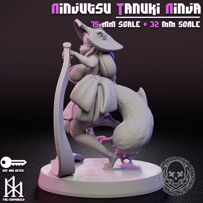 Ninjutsu Tanuki Ninja Miniature - by Jigglystix