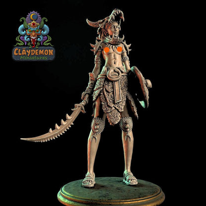 Asanda the Tribal Hunter Woman Miniature - by Claydemon Miniatures
