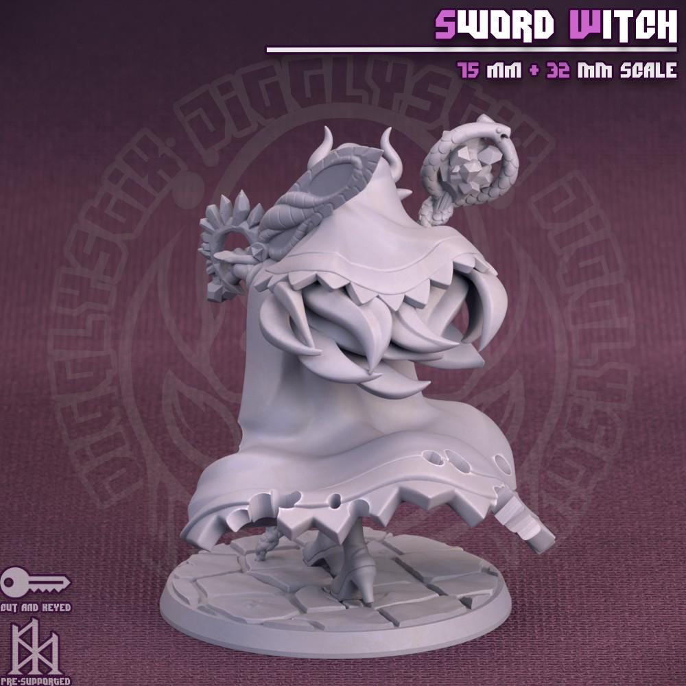 Thicc Sword Witch Miniature - by Jigglystix