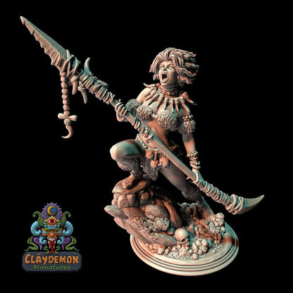 Prehistoric Howler Woman Miniature - by Claydemon Miniatures