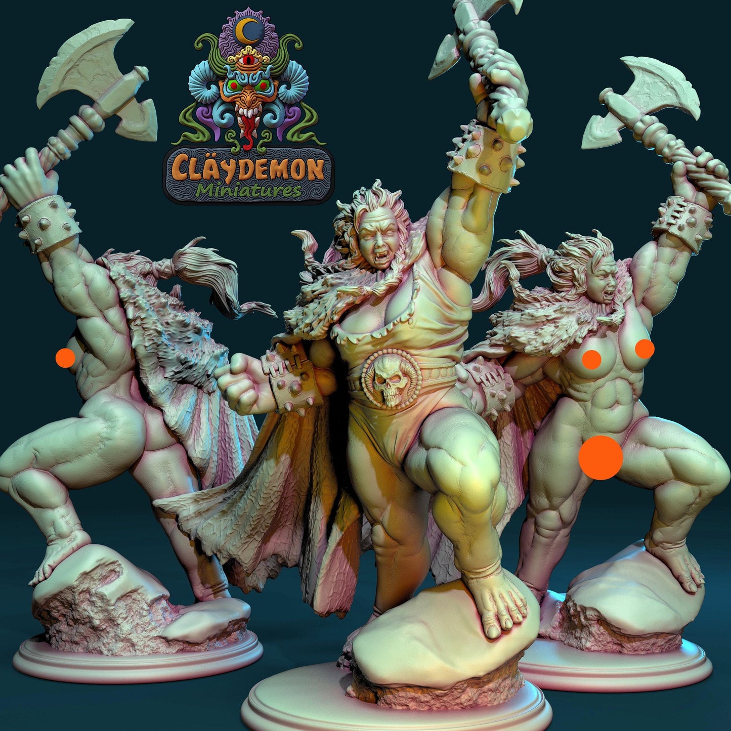 Borba the Orc Warrior Woman Miniature - by Claydemon Miniatures