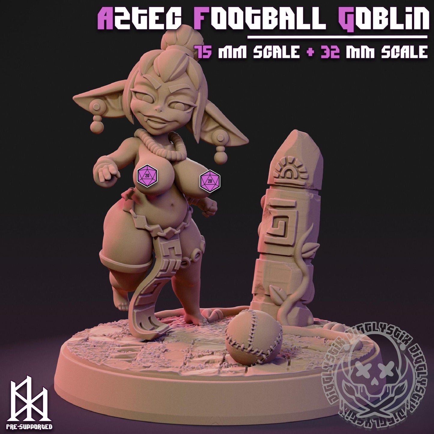 Aztec Football Goblin Miniature - by Jigglystix