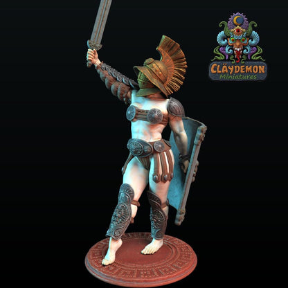 Vitruvia the Gladiator Woman Miniature - by Claydemon Miniatures