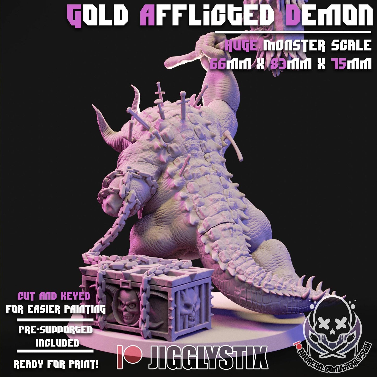 Gold Afflicted Demon Miniature - by Jigglystix