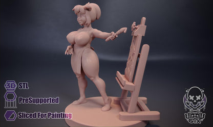 Female Piglet Artist Miniature - by Jigglystix
