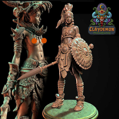 Asanda the Tribal Hunter Woman Miniature - by Claydemon Miniatures