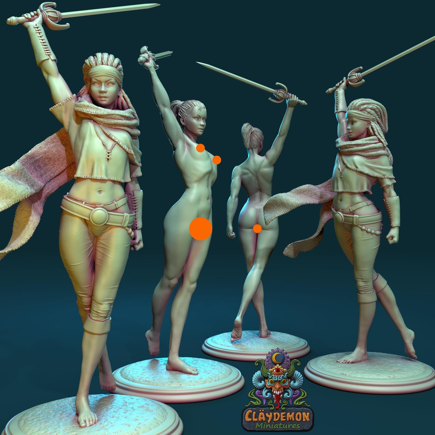 Blue Clover the Thief Woman Miniature - by Claydemon Miniatures