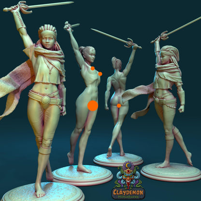 Blue Clover the Thief Woman Miniature - by Claydemon Miniatures