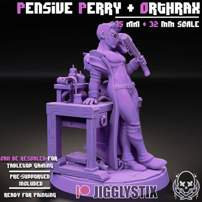 Pensive Perry & Orthrax Miniature - by Jigglystix