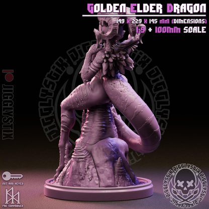 Golden Elder Dragon Lady Miniature - by Jigglystix