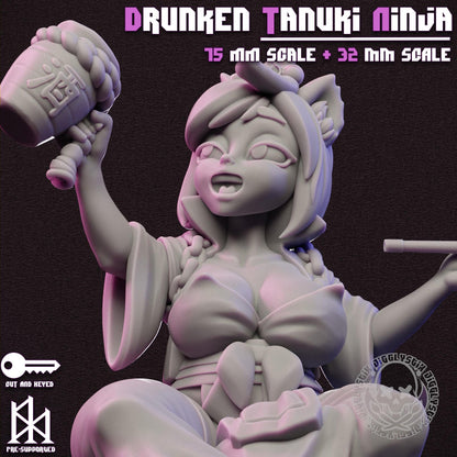 Drunk Tanuki Ninja Miniature - by Jigglystix