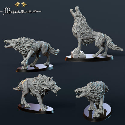 Undead Dire Wolf Miniatures - by Magori Miniatures