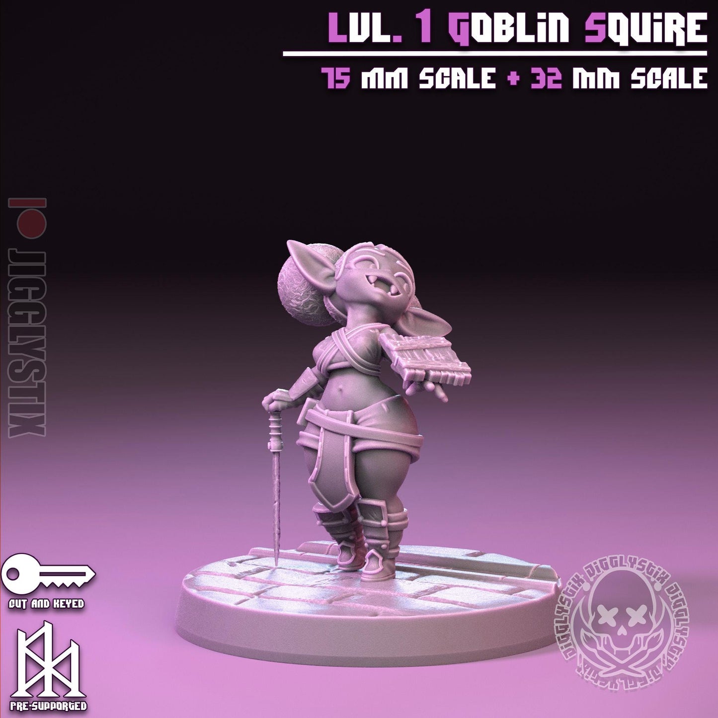 Lvl 1 Goblin Squire Miniature - by Jigglystix
