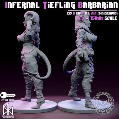 Infernal Tiefling Barbarian Miniature - by Jigglystix