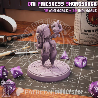 Oni Priestess Girl Shortstack Miniature - by Jigglystix