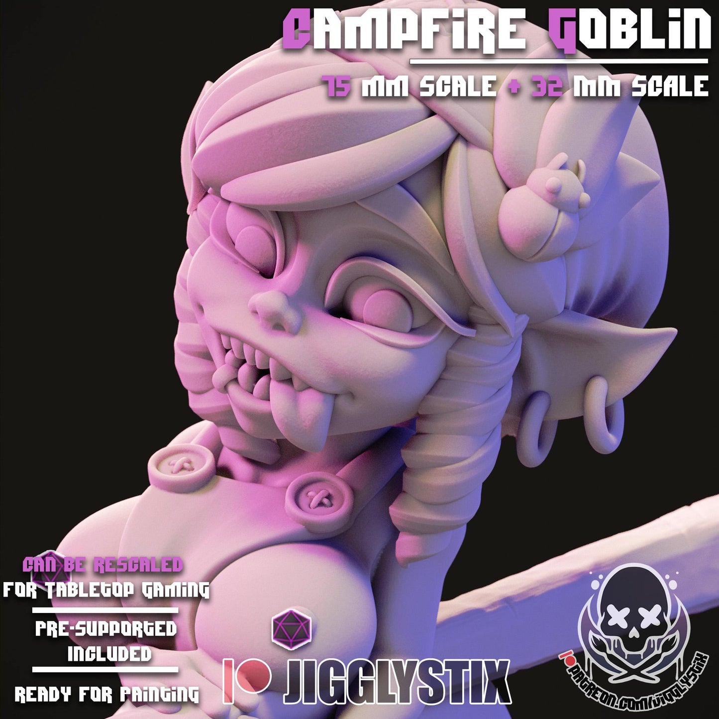 Campfire Goblin Girl Miniature - by Jigglystix