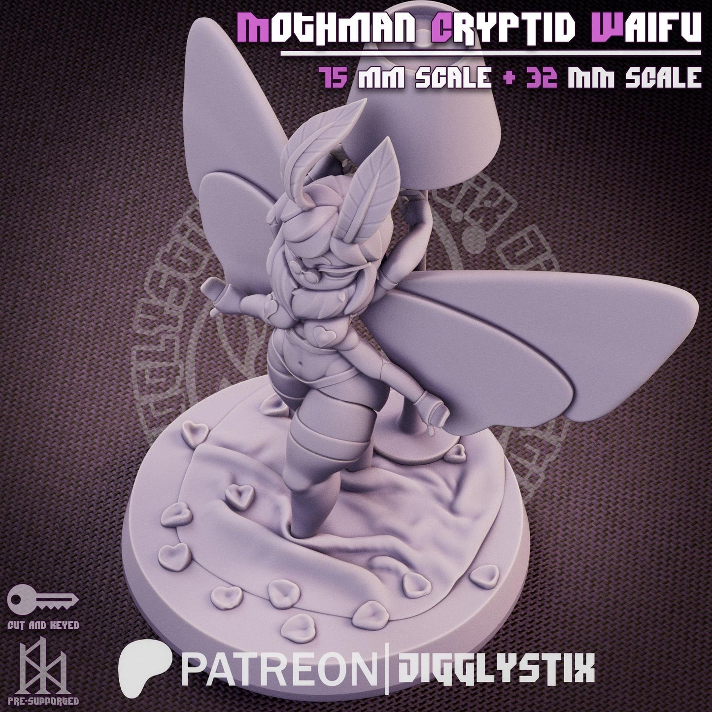 Mothman Cryptid Waifu Miniature - by Jigglystix