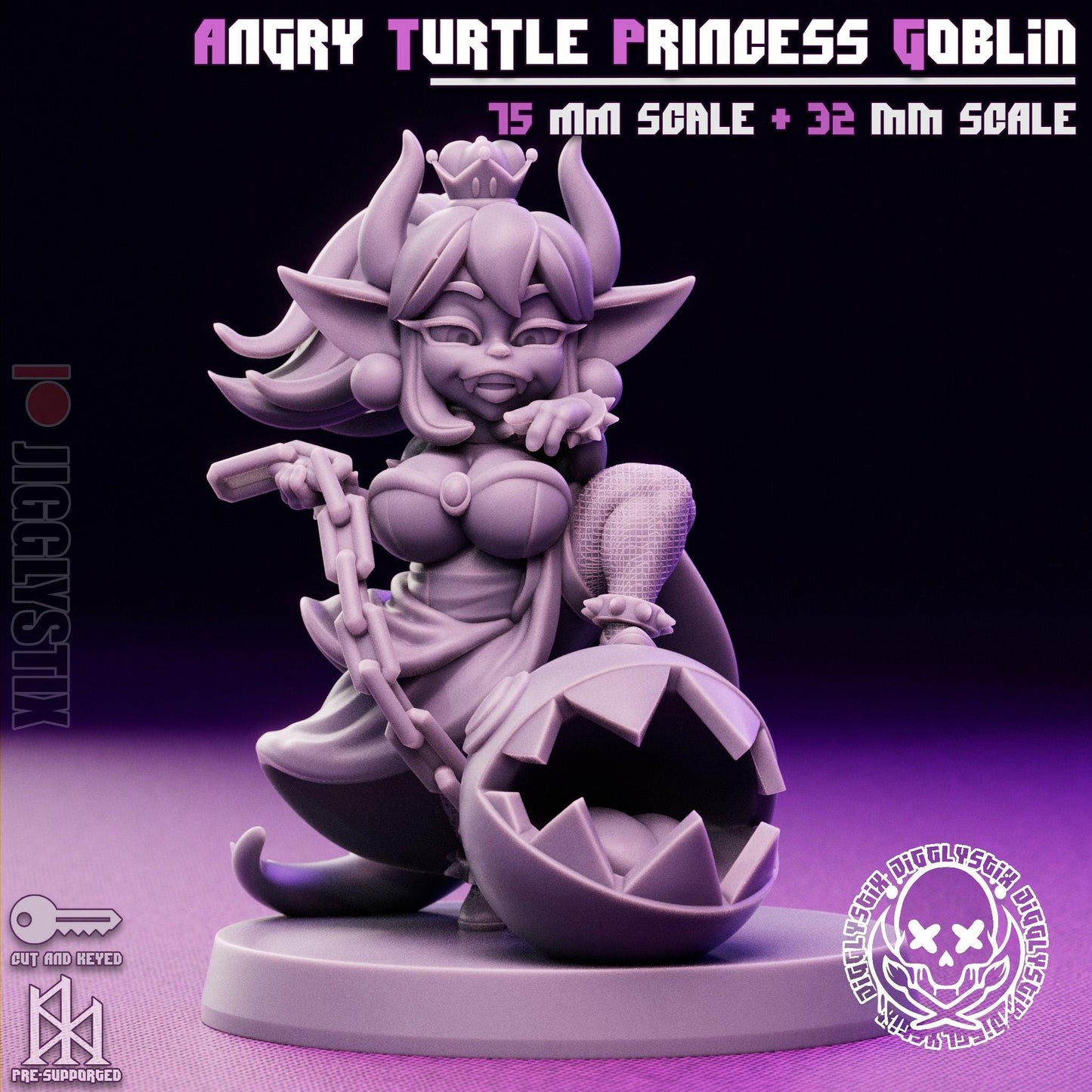 Angry Turtle Princess Goblin Miniature - by Jigglystix