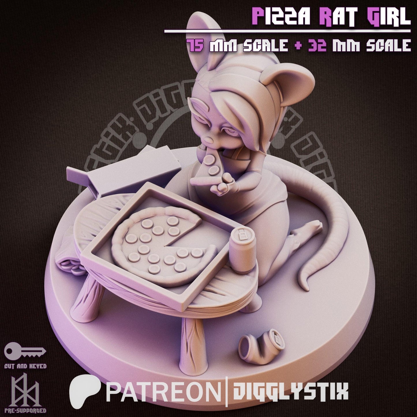 Pizza Rat Girl Miniature - by Jigglystix