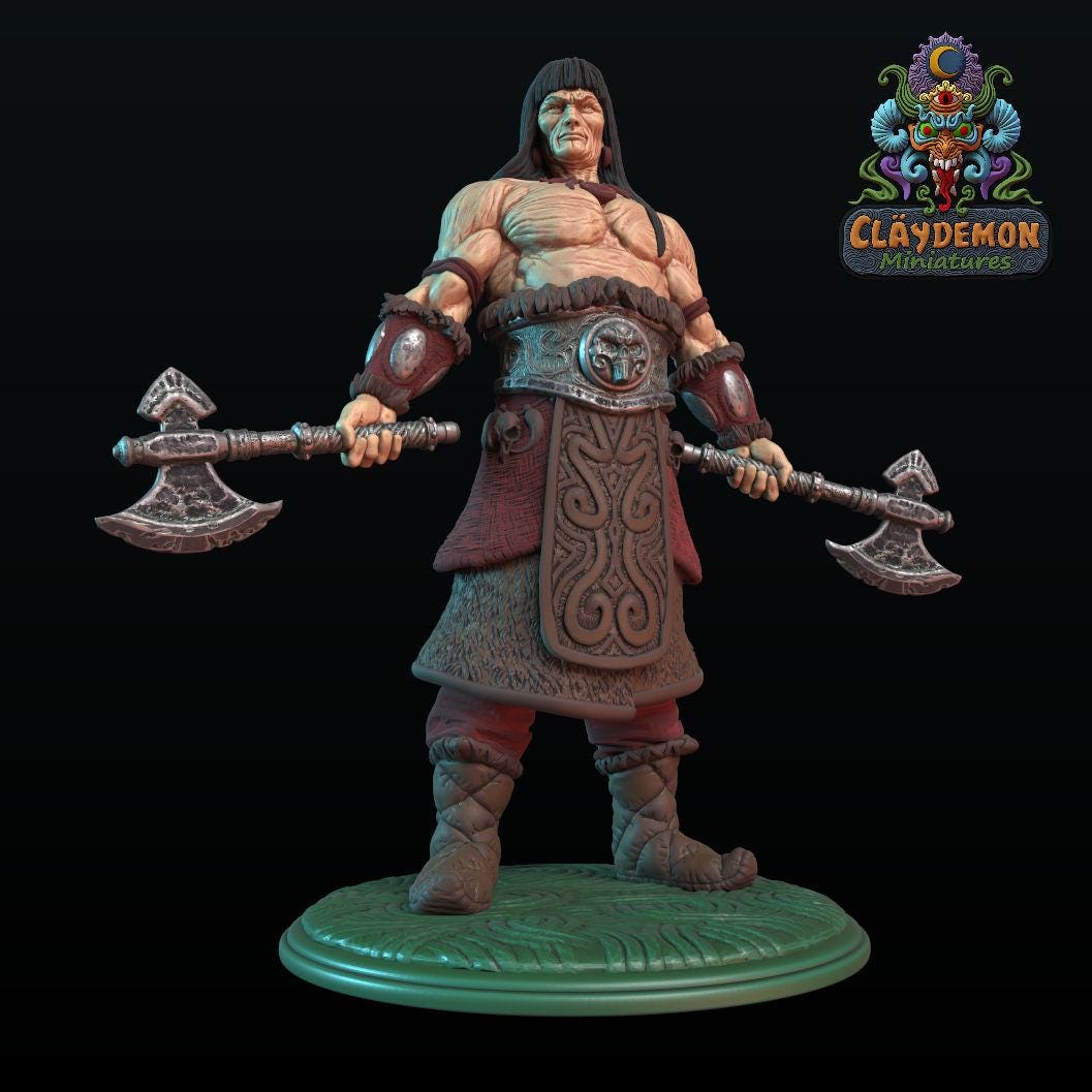 Vagarr the Barbarian Miniature - by Claydemon Miniatures