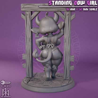 Cow Girl Standing Miniature - by Jigglystix