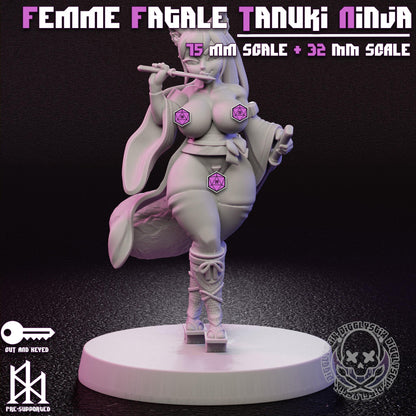 Femme Fatale Tanuki Ninja Miniature - by Jigglystix