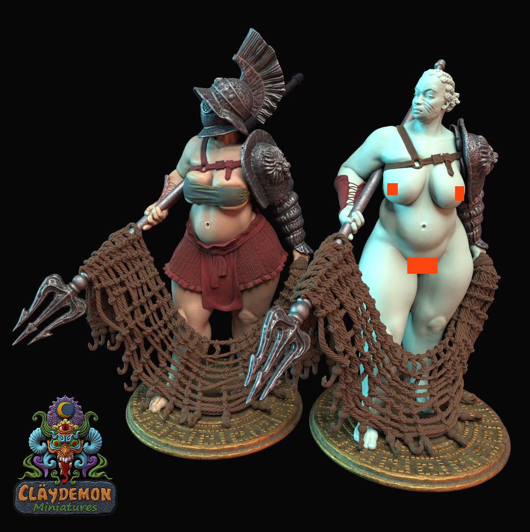 Bellica the Gladiator Woman Miniature - by Claydemon Miniatures