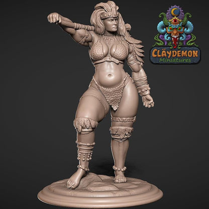 Vernina the Skullcrusher Warrior Woman Miniature - by Claydemon Miniatures