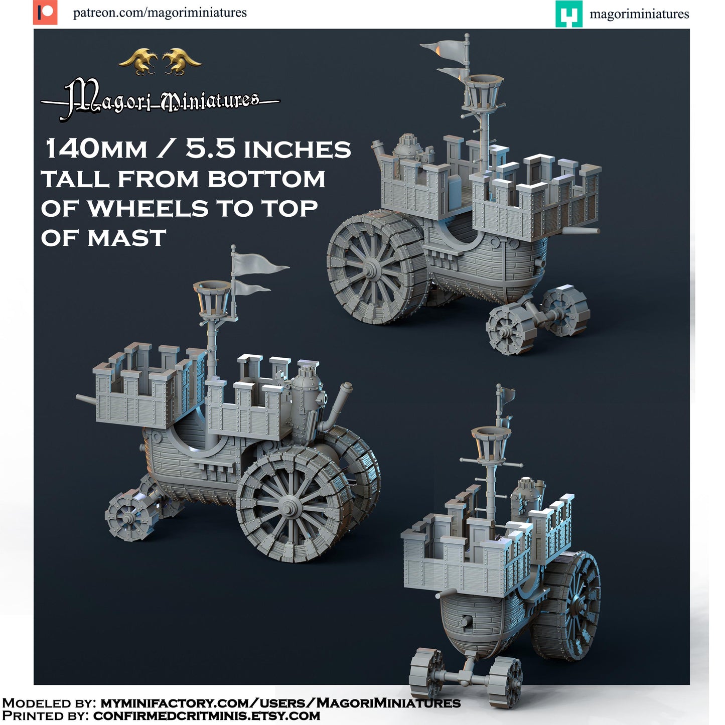 Landship Miniature with Crew - by Magori Miniatures