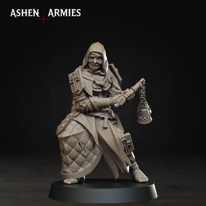 Bleeding Procession Flail Trooper Miniature - Ashen Armies by Bite the Bullet
