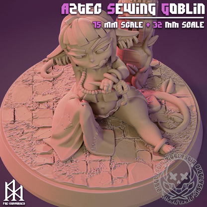 Aztec Sewing Goblin Miniature - by Jigglystix