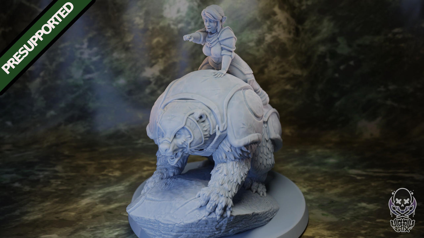 Charging Gnome Paladin Rider Miniature - by Jigglystix