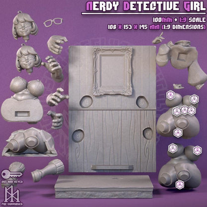 Nerdy Detective Girl Miniature - by Jigglystix