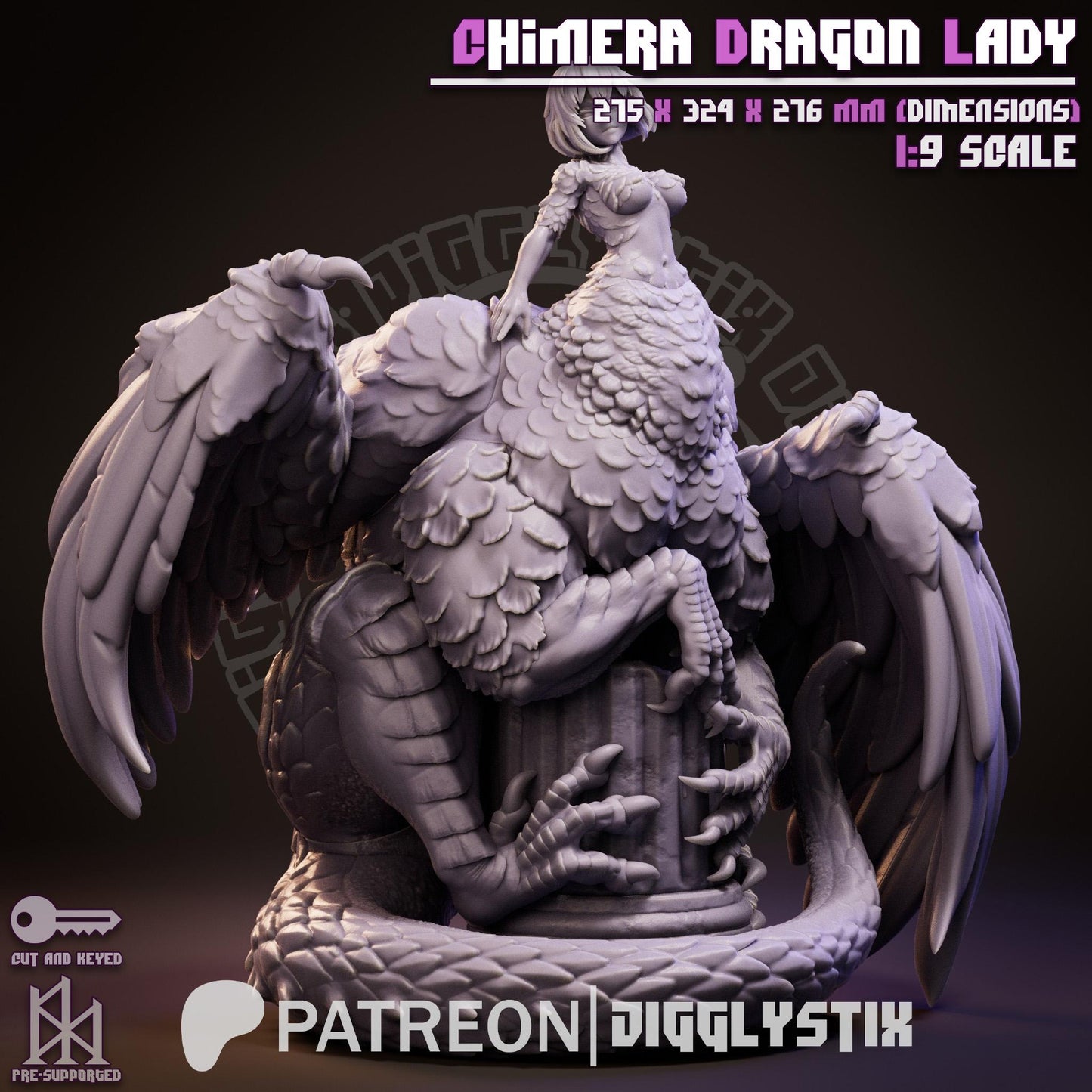 Chimera Dragon Lady Miniature - by Jigglystix