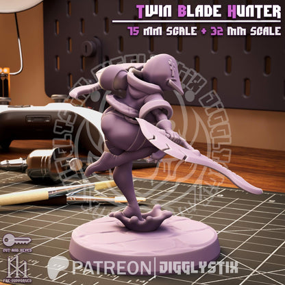 Twin Blade Hunter Miniature - by Jigglystix