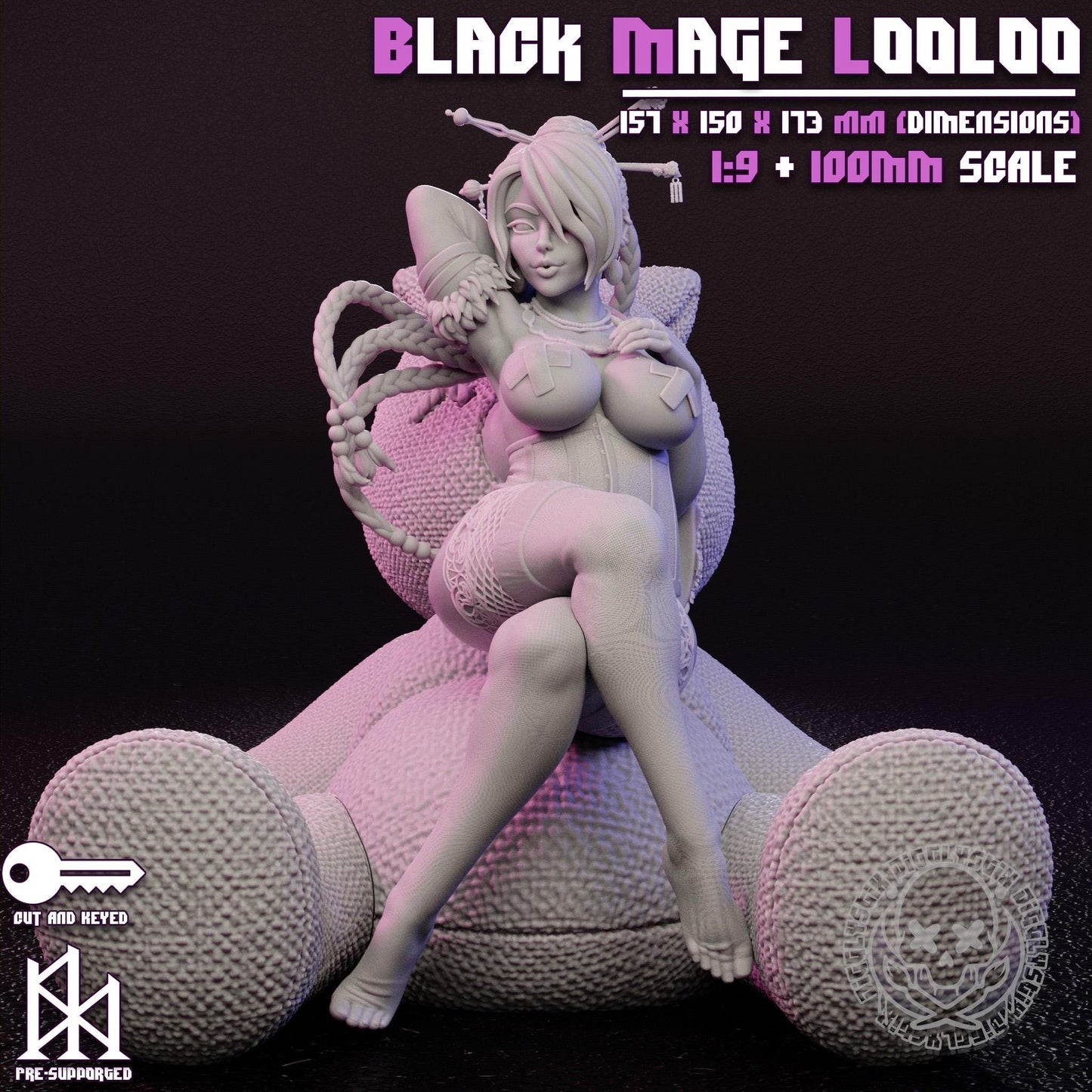 Black Mage Looloo Miniature - by Jigglystix