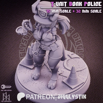 Tiefling Cop T-Unit Bonk Police Miniature - by Jigglystix