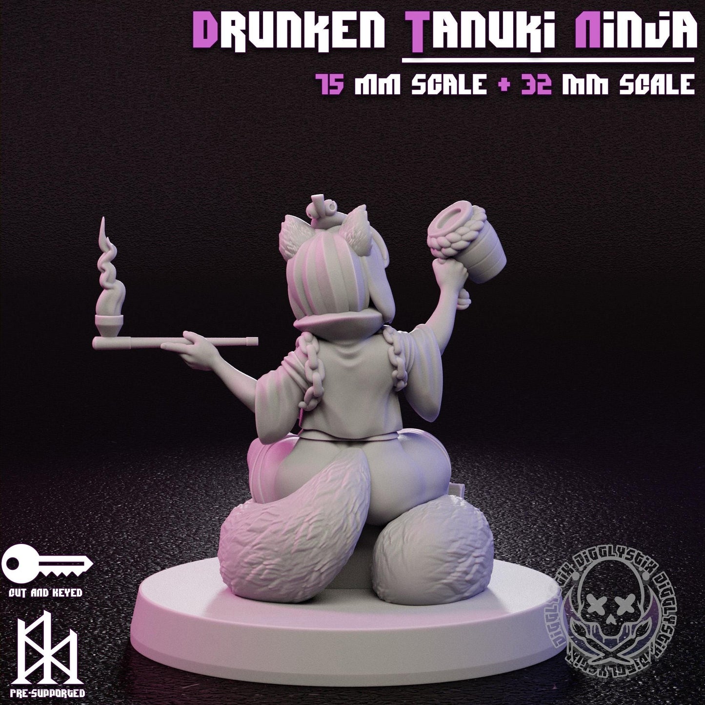 Drunk Tanuki Ninja Miniature - by Jigglystix