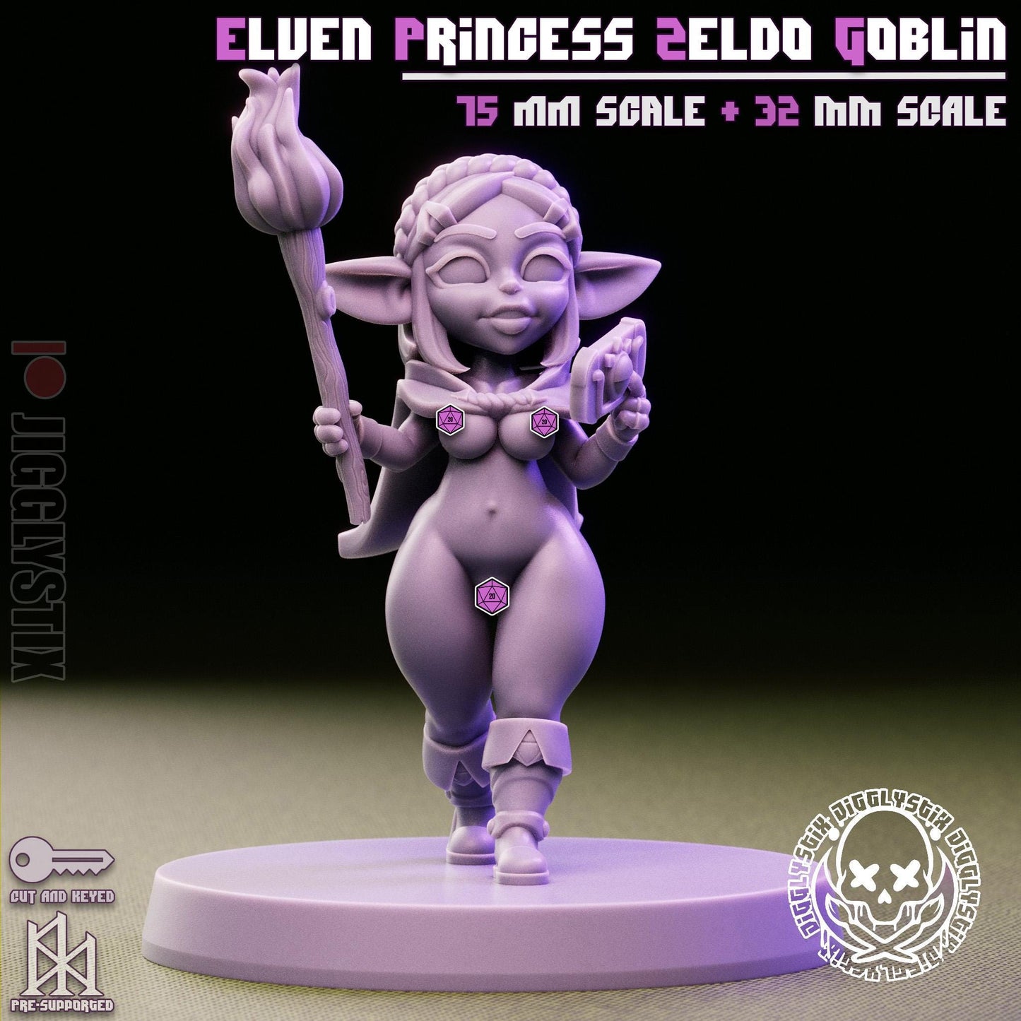 Elven Princess Zeldo Goblin Miniature - by Jigglystix