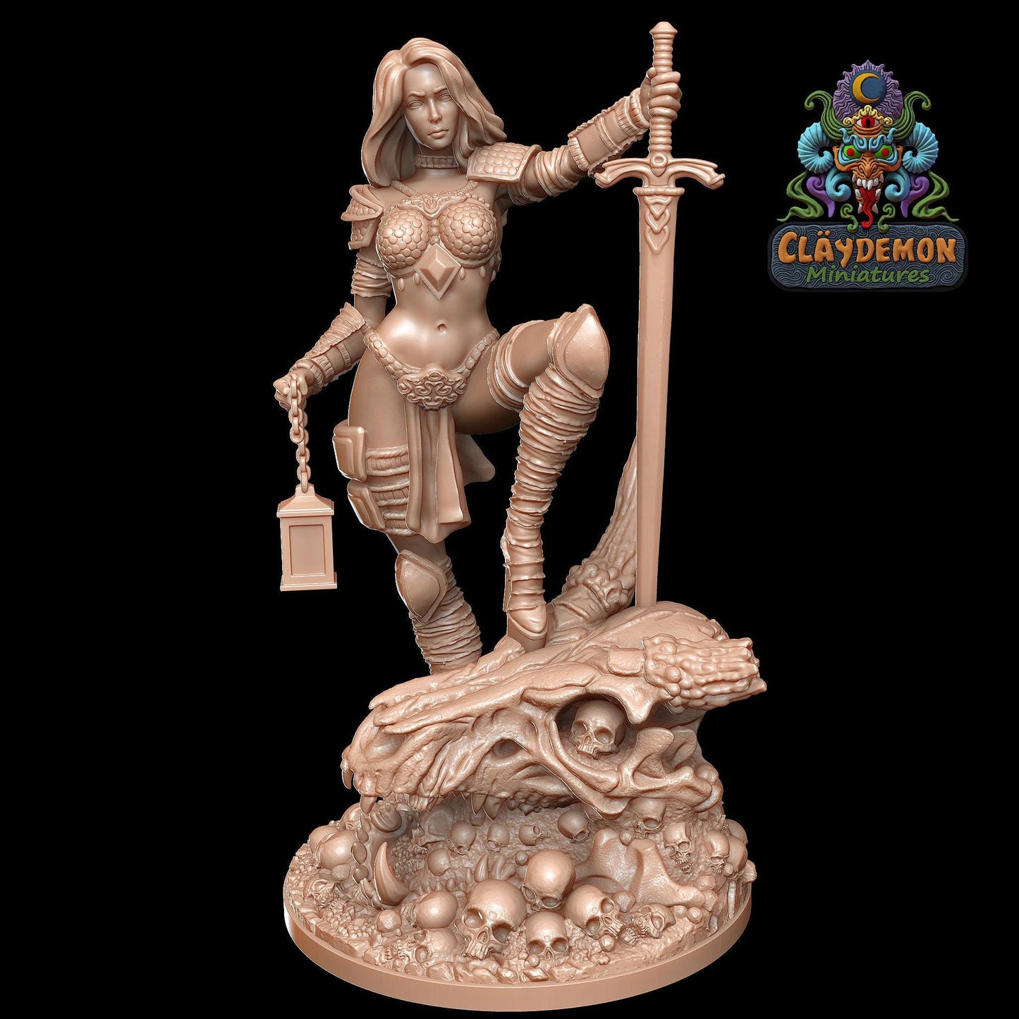 Dreeina the Dragonslayer Miniature - by Claydemon Miniatures